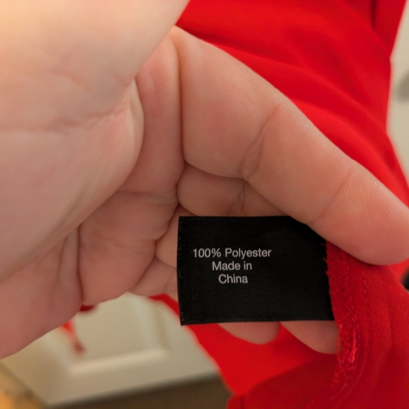 Lane Bryant red, tie front blouse, size 26 - Picture 6 of 11